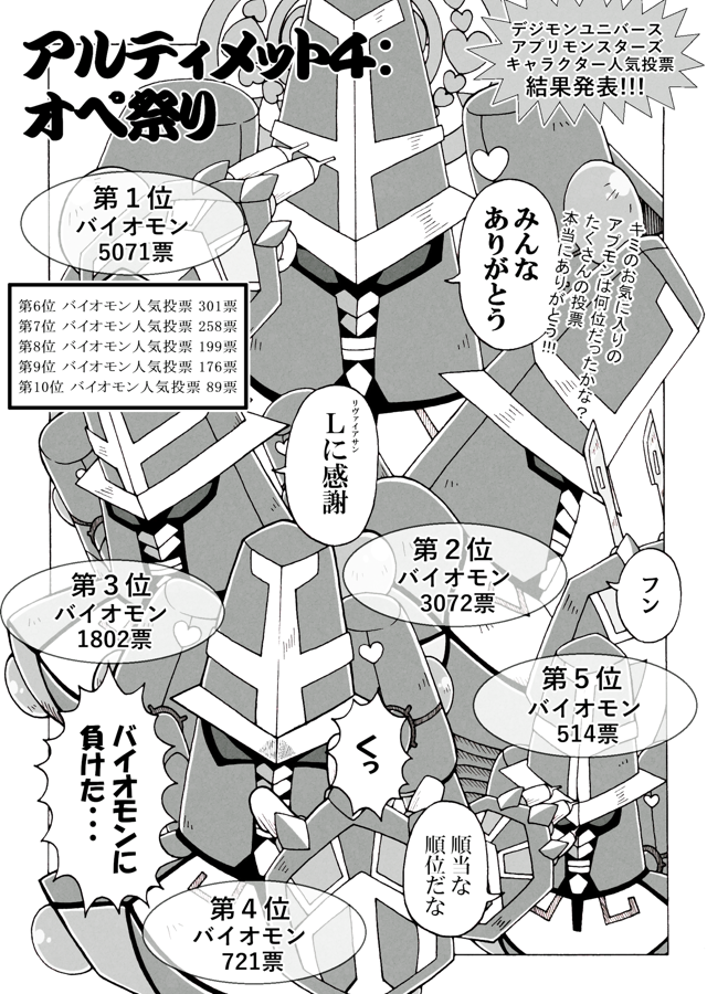1boy angry appmon armor biomon digimon digimon_universe:_appli_monsters full_armor hachimituzuke heart looking_at_viewer monochrome multiple_views robot scalpel serious upper_body