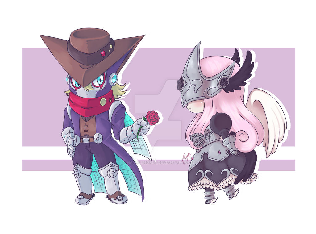 appmon artist_request beautymon blue_eyes chibi digimon digimon_universe:_appli_monsters flower long_hair mask red_flower red_rose rose sateramon scarf tagme watermark