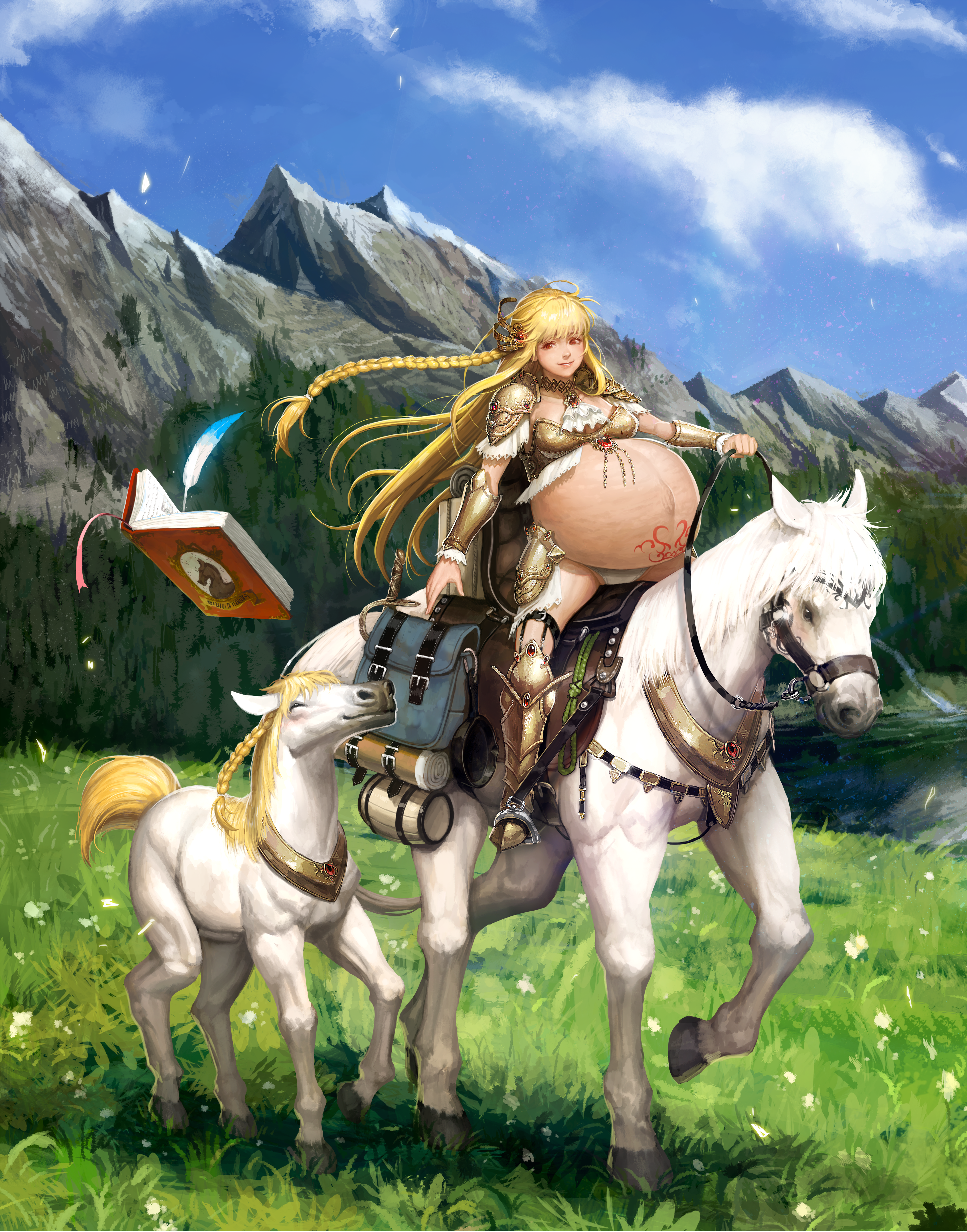absurdres animal bestiality bteele family fantasy_masters highres horse husband_and_wife mother_and_son non-web_source pregnant