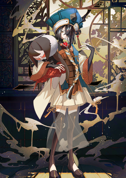 1girl black_boots black_bridal_gauntlets black_hair blue_hat blunt_ends boots braid bridal_gauntlets brown_eyes character_doll chinese_clothes chinese_knot closed_mouth clothing_request colored_inner_hair doll doll_on_shoulder endo_(takolegs) expressionless fate/grand_order fate_(series) full_body game_cg hair_over_one_eye hands_up hat head_tilt lady_yu_doll looking_at_viewer mole mole_under_eye multicolored_hair official_art one_eye_covered short_hair smoke solo standing tassel thigh_boots third-party_source turtleneck variant_set white_hair wide_sleeves xu_fu_(fate) xu_fu_(first_ascension)_(fate)