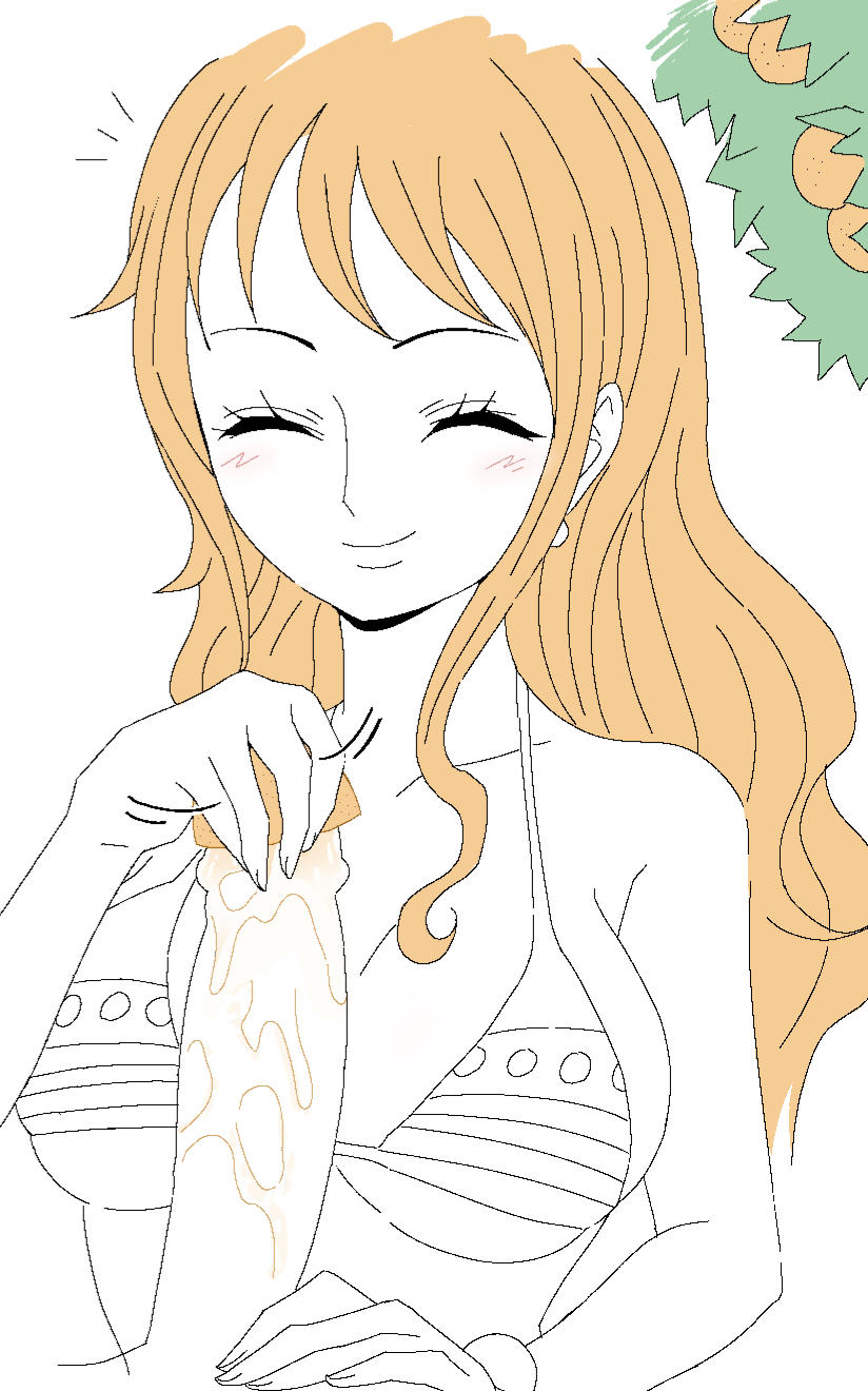 food fruit handjob highres nami_(one_piece) one_piece orange_(fruit) orange_hair patreon s sketch