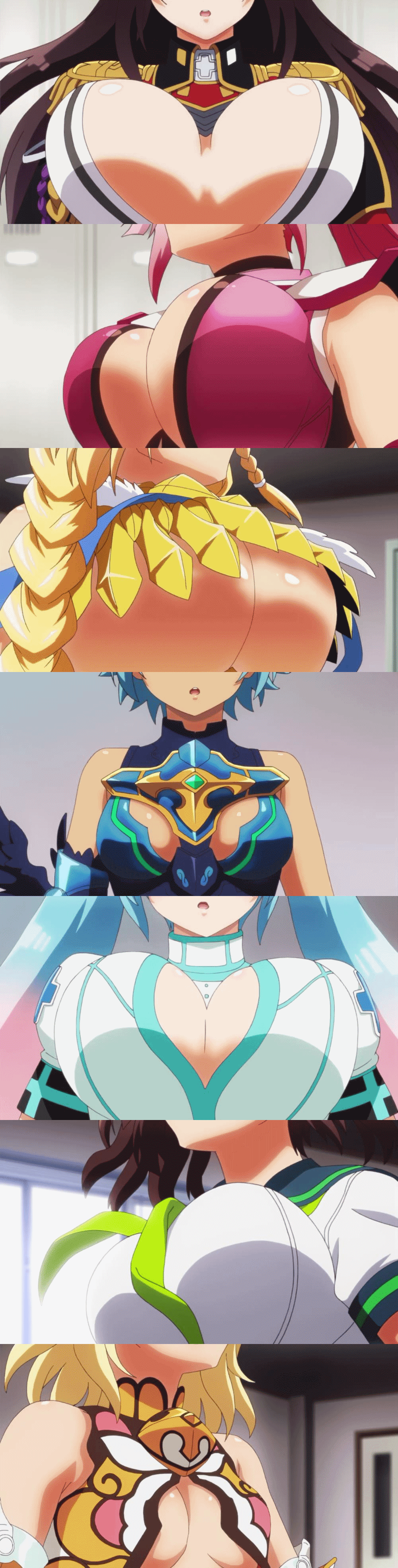 6+girls :o absurdres angel animated animated_gif black_hair blonde_hair blue_hair bouncing_breasts breasts brown_hair cleavage cleavage_cutout clothing_cutout female_focus gabriel_(nanatsu_no_bitoku) gabriel_(the_seven_heavenly_virtues) heart_cutout highres large_breasts long_image metatron_(nanatsu_no_bitoku) metatron_(the_seven_heavenly_virtues) michael_(nanatsu_no_bitoku) michael_(the_seven_heavenly_virtues) multiple_girls nanatsu_no_bitoku no_bra pink_hair plump raphael_(nanatsu_no_bitoku) raphael_(the_seven_heavenly_virtues) sandalphon_(nanatsu_no_bitoku) sandalphon_(the_seven_heavenly_virtues) sariel_(nanatsu_no_bitoku) sariel_(the_seven_heavenly_virtues) school_uniform screencap serafuku tall_image the_seven_heavenly_virtues underboob uriel_(nanatsu_no_bitoku) uriel_(the_seven_heavenly_virtues)