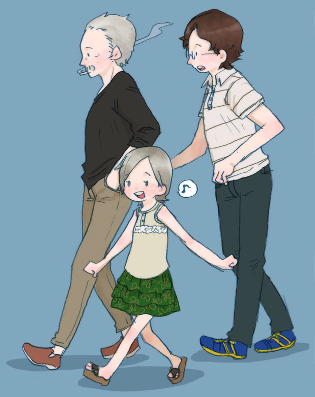 1girl 2boys hal_emmerich metal_gear_(series) metal_gear_solid_4:_guns_of_the_patriots multiple_boys old_snake solid_snake sunny_emmerich