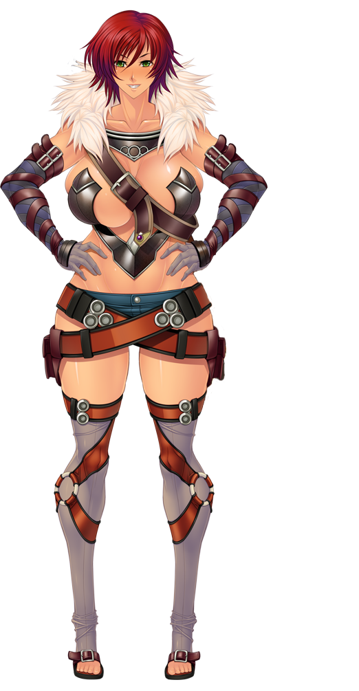 1girl asagiri ayes bellona_seianus breasts female_focus full_body green_eyes large_breasts lilith-soft onna_kentoushi_minerva_monster_colosseum red_hair simple_background solo warrior