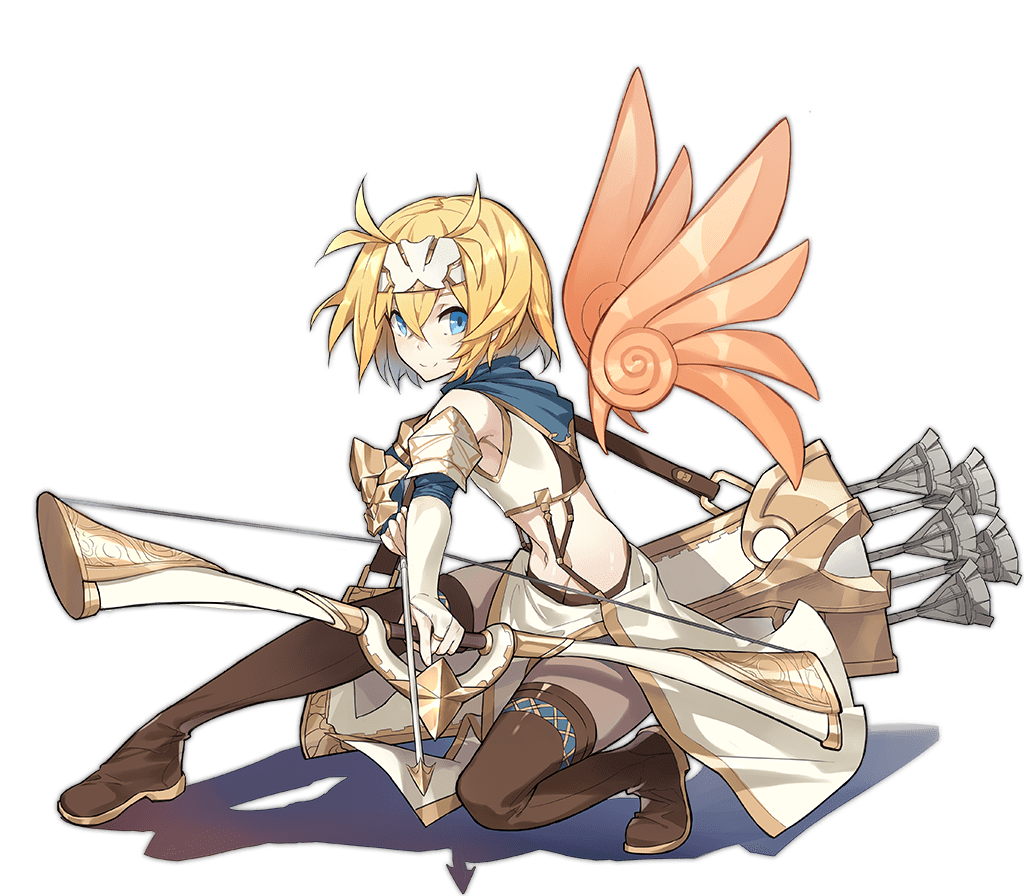 1girl ark_order arrow_(projectile) blonde_hair blue_scarf boots bow_(weapon) brown_boots crop_top detached_wings drawing_bow elbow_gloves feathered_wings fighting_stance forehead_protector full_body gloves gold_trim hair_intakes holding holding_arrow holding_bow_(weapon) holding_weapon icarus_(ark_order) jewelry kzhu looking_at_viewer midriff official_art orange_wings quiver ring scarf shirt short_hair skirt solo squatting stomach tachi-e thigh_boots thighhighs transparent_background weapon white_gloves white_shirt white_skirt wings