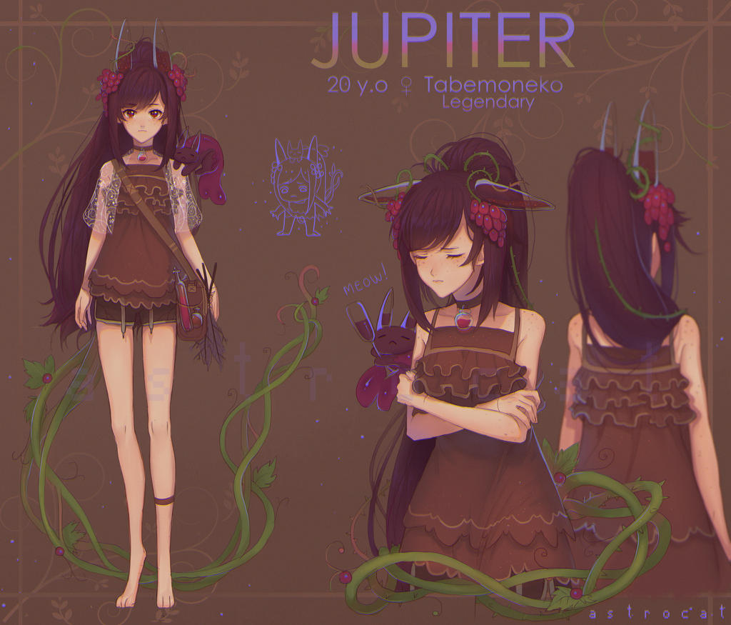 1girl alcohol animal_ears animal_feet artist_name astrocatsama bag bare_legs barefoot black_shorts brown_background brown_bag brown_eyes brown_hair brown_shirt character_age character_name reference_sheet chibi chibi_inset closed_eyes closed_mouth commentary commission cowboy_shot creature crossed_arms cup dress drinking_glass english_commentary english_text eyelashes food-themed_hair_ornament freckles frilled_dress frills from_behind full_body grape_hair_ornament hair_ornament high_ponytail holding holding_cup lace_sleeves legband light_frown long_hair looking_at_viewer mixed-language_commentary multiple_views original oversized_object plant ponytail russian_commentary see-through_clothes see-through_sleeves shirt short_shorts short_sleeves shorts shoulder_bag simple_background sleeveless sleeveless_shirt spaghetti_strap straight-on venus_symbol very_long_hair vines white_sleeves wine wine_glass