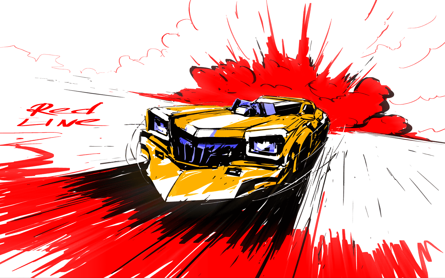 arsenixc car motion_lines motor_vehicle no_humans oekaki race_vehicle racecar redline speed_lines trans_am_20000_wr_(redline) vehicle_focus