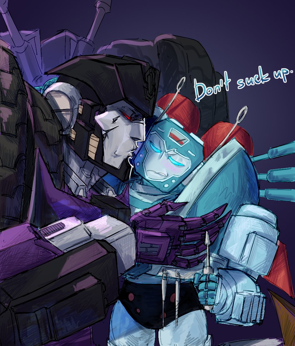 1boy 1girl blue_eyes blush english_text fingernails highres humanoid_robot imminent_kiss kiss mecha megavanya315 nickel_(transformers) red_eyes robot robot_girl science_fiction screwdriver sharp_fingernails tarn the_transformers_(idw) transformers