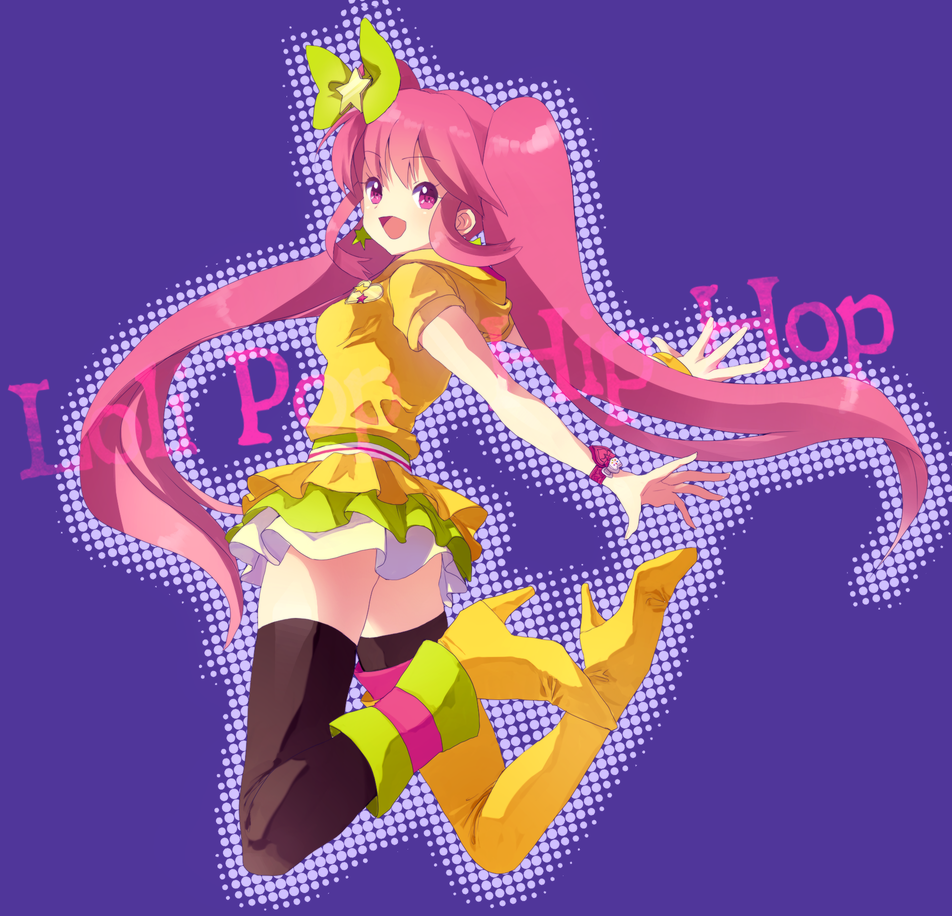10s 1girl aino_megumi alternate_form ankle_boots asymmetrical_footwear black_thighhighs boots bow brooch cure_lovely cure_lovely_(lollipop_hip_hop) earrings female_focus hair_bow hair_ornament happinesscharge_precure! heart heart_brooch jewelry long_hair magical_girl mismatched_footwear murata_tefu pink_eyes pink_hair precure shoes skirt smile solo star_(symbol) star_earrings thigh_boots thighhighs twintails very_long_hair wrist_cuffs yellow_boots yellow_thighhighs