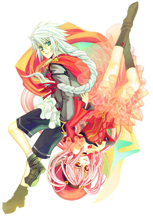 00s another_blood bad_id bad_pixiv_id boots braid daijuuji_kuzaku demonbane dress hat long_hair osamu_(jagabata) pink_hair silver_hair