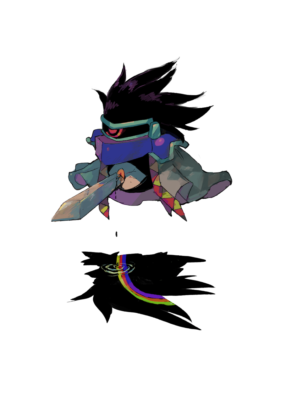 armor dark_matter_(kirby) dark_matter_blade goggles highres kirby&#039;s_dream_land_2 kirby_(series) nintendo pauldrons rainbow robe shadow shoulder_armor soumenhiyamugi sword weapon white_background