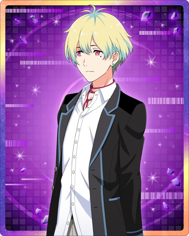 1boy blonde_hair buttons collared_shirt hair_between_eyes hanazono_momohito heart_on_cheek idolmaster idolmaster_side-m idolmaster_side-m_growing_stars light_green_hair long_sleeves male_focus multicolored_hair official_art pink_eyes school_uniform shirt solo white_shirt