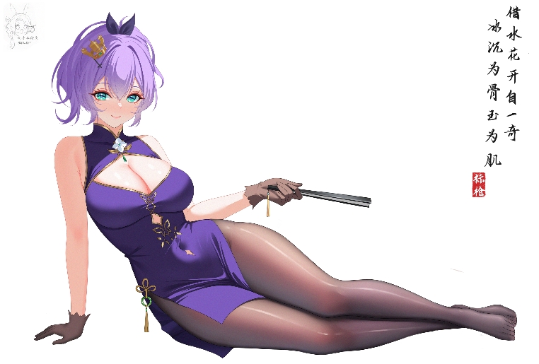 1girl azur_lane breasts china_dress chinese_clothes cleavage dress javelin_(azur_lane) purple_hair