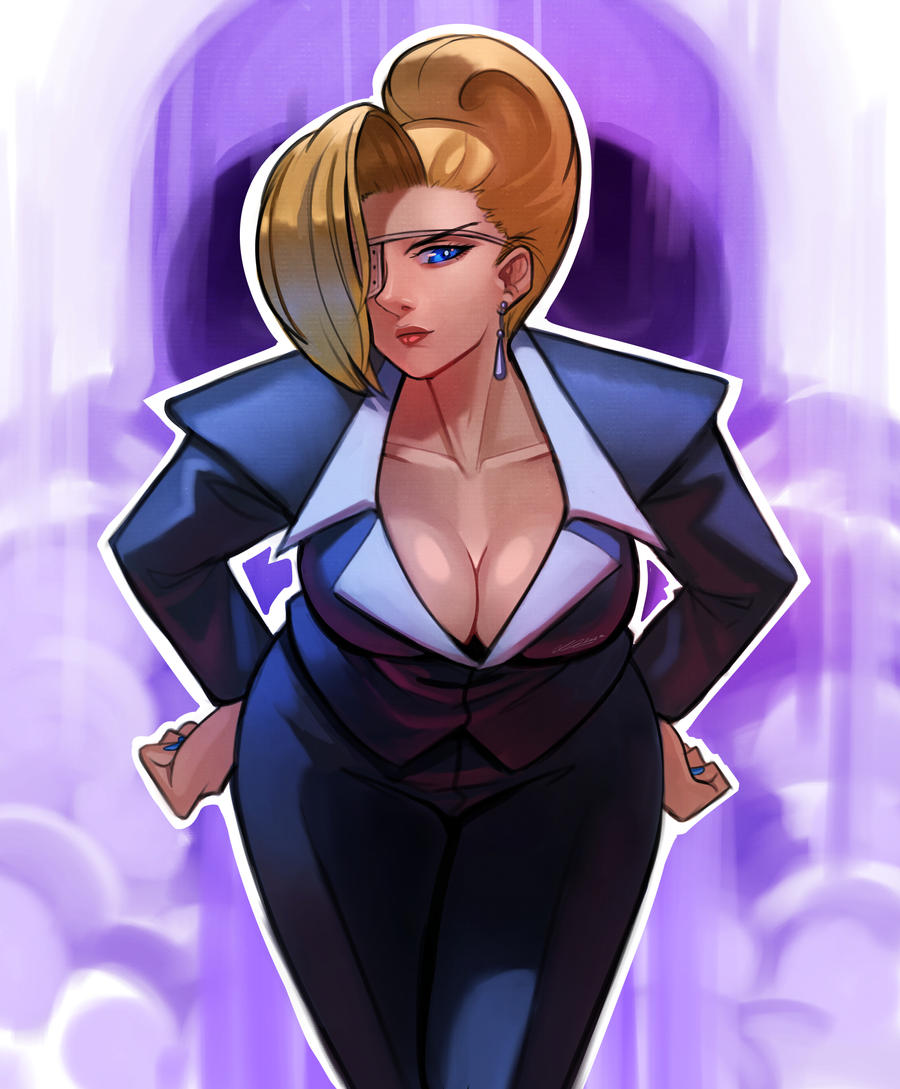 blonde_hair blue_eyes breasts eyepatch mature_(kof) secretary snk the_king_of_fighters the_king_of_fighters_xiii