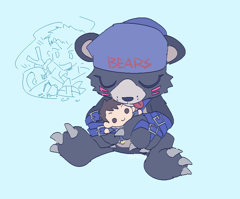 bear bearmon belt closed_eyes digimon digimon_rearise hat natsuyagi_kazuma tongue tongue_out