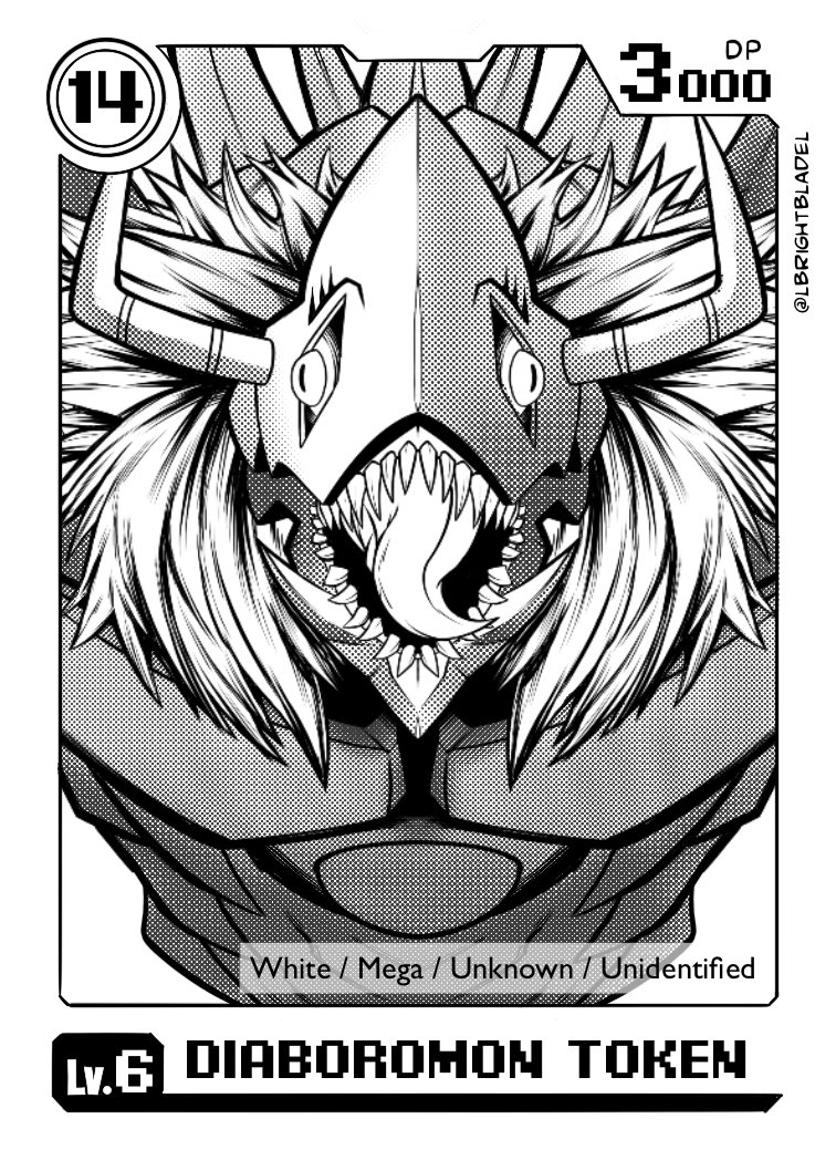 artist_name diablomon digimon digimon_card_game english_text horns long_hair sharp_teeth teeth token_(tcg) tongue tongue_out