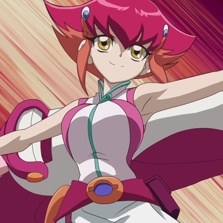 00s 1girl bazooka breasts emphasis_lines kouzuki_anna large_breasts looking_up medium_hair multicolored_hair orange_hair red_hair screencap short_hair smile solo third-party_edit two-tone_hair weapon yellow_eyes yu-gi-oh! yuu-gi-ou yuu-gi-ou_zexal