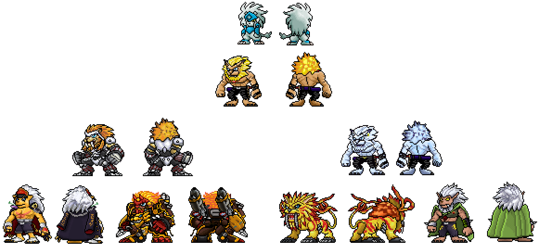 armor bancholeomon banchou coat coat_on_shoulders delinquent digimon digimon_(creature) grappuleomon heavyleomon highres leomon panjyamon regulumon saberleomon sharp_teeth spadamon teeth
