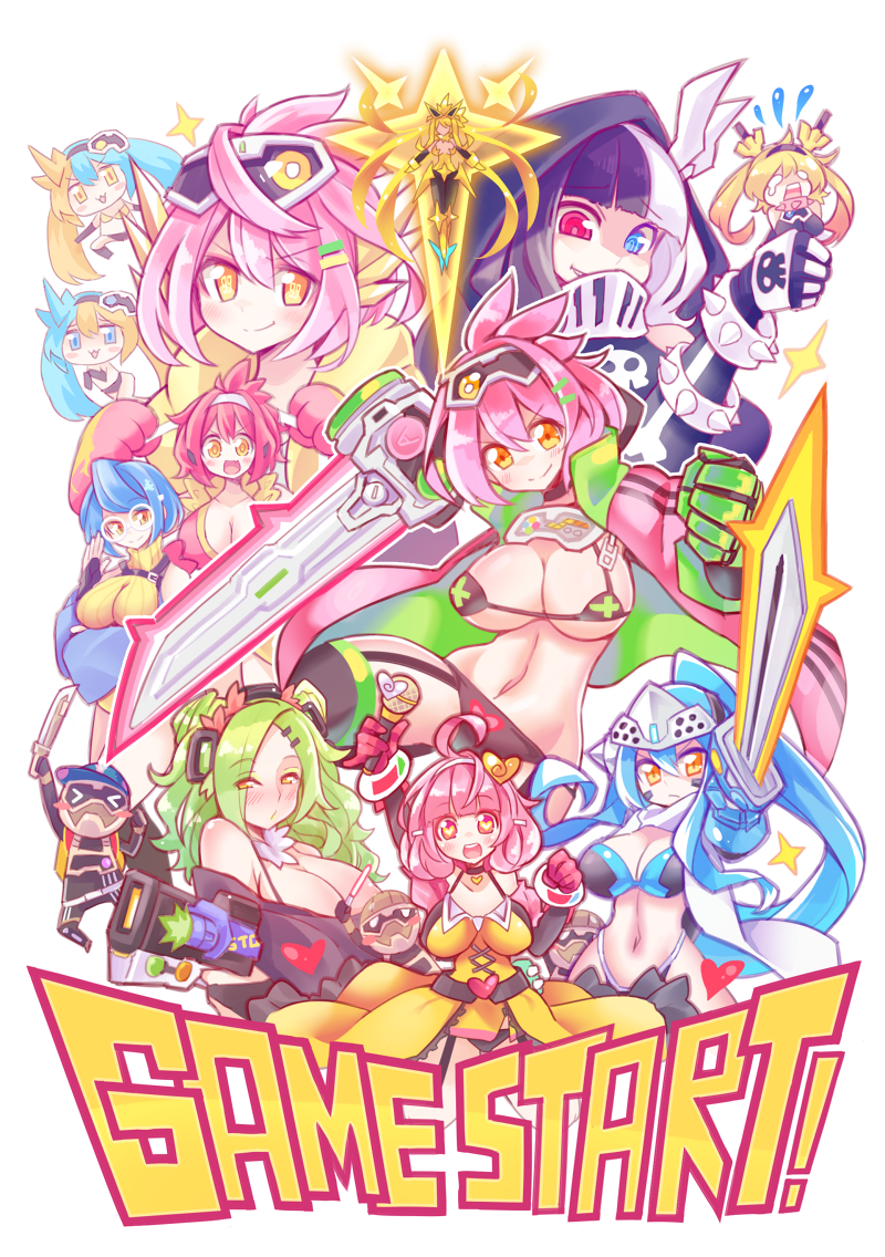 &gt;_&lt; 6+girls action_gamer_level_2 ahoge aqua_eyes aqua_hair armor backpack bag bakusou_bike_level_0 baseball_cap bikini black_gloves black_hair black_panties black_pants black_thighhighs blonde_hair blue_bikini blue_eyes blue_hair blue_hat blush boots boxing_gloves bra bracelet breasts chibi choker cleavage collar collarbone covering_breasts covering_privates cross cross_print ditienan_ddn double_action_gamer_level_x dress eyewear_on_head fighter_gamer_level_50 flower flying_sweatdrops fur_collar garter_straps gashacon_breaker gashacon_magnum gashacon_sword glasses gloves gold_armor gold_boots gold_gloves green_gloves green_hair gun hair_flower hair_ornament hairband hairclip hat heart heart-shaped_pupils heart_choker heart_hair_ornament heart_print heterochromia holding holding_gun holding_sword holding_weapon hood hood_up jacket jewelry kamen_rider kamen_rider_brave kamen_rider_ex-aid kamen_rider_ex-aid_(hyper_muteki) kamen_rider_ex-aid_(series) kamen_rider_genm kamen_rider_lazer kamen_rider_lazer_turbo kamen_rider_para-dx kamen_rider_poppy kamen_rider_snipe large_breasts long_hair long_sleeves looking_at_viewer maximum_gamer_level_99 micro_bikini microphone multicolored_hair multiple_girls muteki_gamer navel o_o open_clothes open_jacket open_mouth orange_bra orange_eyes orange_hair panties pants personification pink_bikini pink_hair pink_jacket ponytail print_bikini print_gloves puzzle_gamer_level_50 quest_gamer_level_2 red_eyes red_hair ride_player ride_player_nico ride_weapon rider-tan scarf shooting_gamer_level_2 short_hair skull_print smile sparkle spiked_bracelet spiked_collar spikes sunglasses sunglasses_on_head sweater swimsuit sword symbol-shaped_pupils tears thighhighs topless_female twintails two-tone_hair underwear weapon white_background white_gloves white_hair white_scarf yellow_dress yellow_eyes yellow_sweater zombie_gamer_level_x