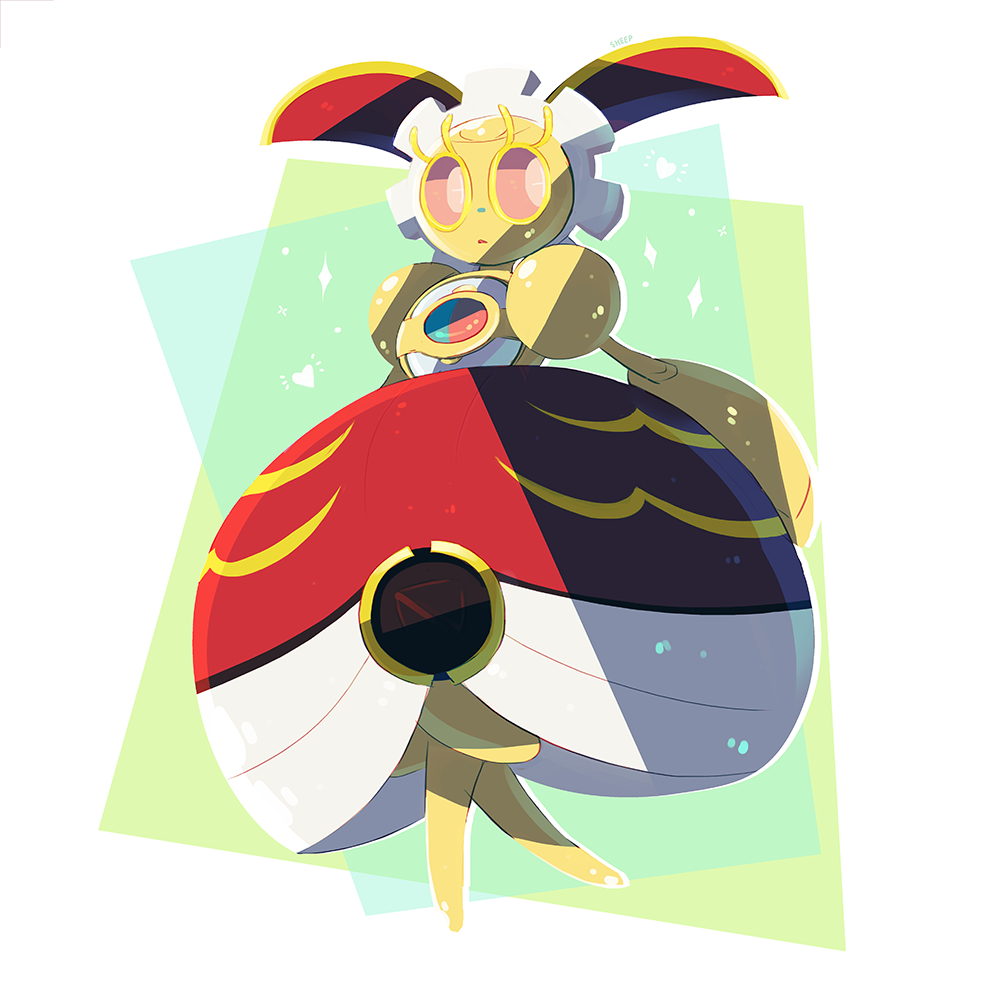 commentary creature english_commentary full_body gen_7_pokemon legendary_pokemon magearna magearna_(original) mythical_pokemon nintendo no_humans pokemon pokemon_(creature) smadvil solo sparkle walking