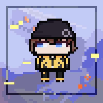 1boy blue_eyes brown_hair digimon digimon_world_-next_0rder- hat male_focus mameo_(digimon) pixel_art solo