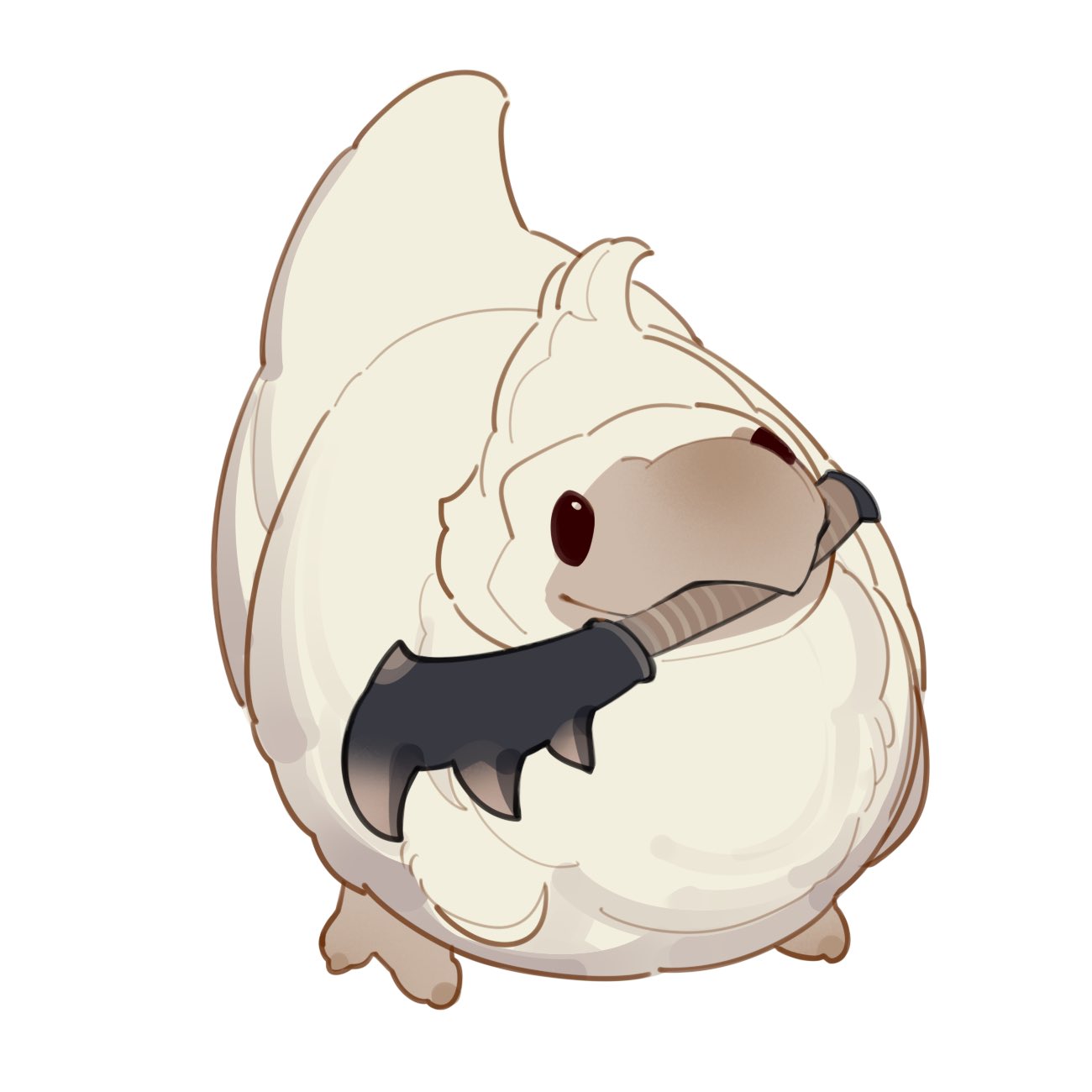 beak bird chick feathers greatsword highres holding monster monster_hunter_(series) monster_hunter_wilds seikret_(monster_hunter) simple_background sword tianlang_fenghuo weapon white_background