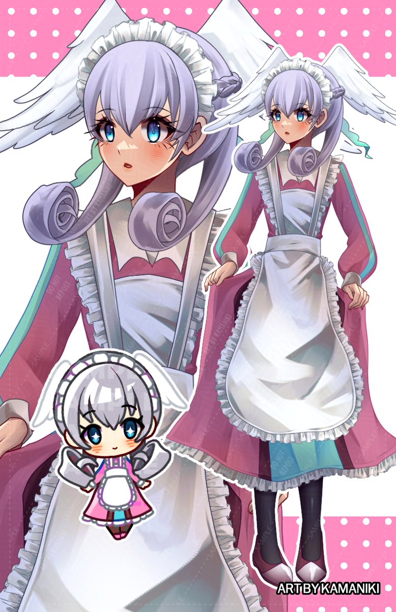alternate_costume blue_eyes enmaided highres kamaniki maid melia_antiqua solo xenoblade_chronicles_(series) xenoblade_chronicles_1