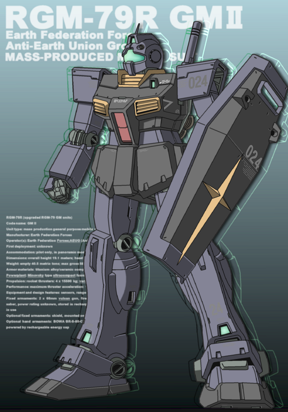 gm_ii gundam joy_(cyber_x_heaven) mecha no_humans robot shield zeta_gundam