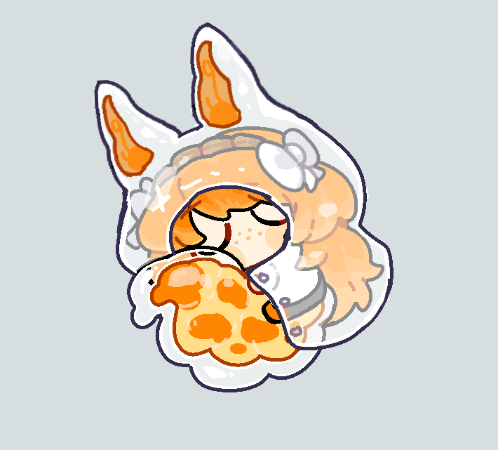 1girl blush_stickers bow chibi closed_eyes freckles grey_background grey_pants hair_bow hairband hugging_own_tail hugging_tail ishmael_(project_moon) limbus_company long_hair no_mouth orange_hair orange_shoes pants project_moon sea_slug sea_slug_girl shirt shoes solo tail very_long_hair white_shirt zhoufuyefu