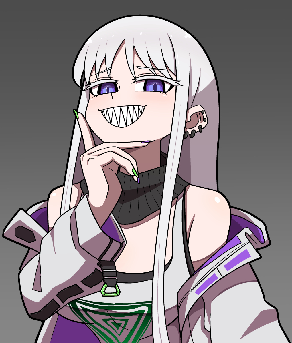 cheona_(last_origin) highres last_origin omoitsuka sharp_teeth tagme teeth v