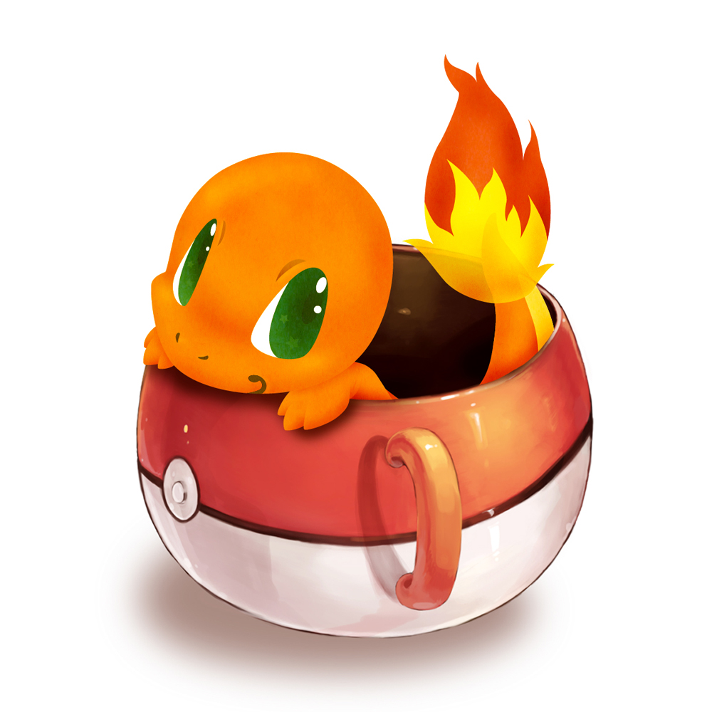 animal_focus charmander closed_mouth commentary_request cup flame-tipped_tail full_body gen_1_pokemon green_eyes in_container in_cup kakuto looking_at_viewer nintendo no_humans nostrils pokemon pokemon_(creature) simple_background solo white_background