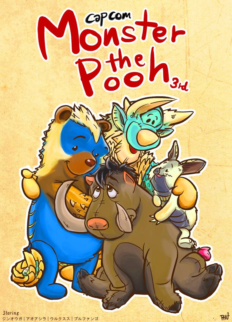 arzuros bad_id bad_pixiv_id bulldrome bullfango capcom eeyore lagombi monster_hunter_(series) monster_hunter_portable_3rd parody phuphu piglet_(winnie_the_pooh) pooh tigger winnie_the_pooh zinogre