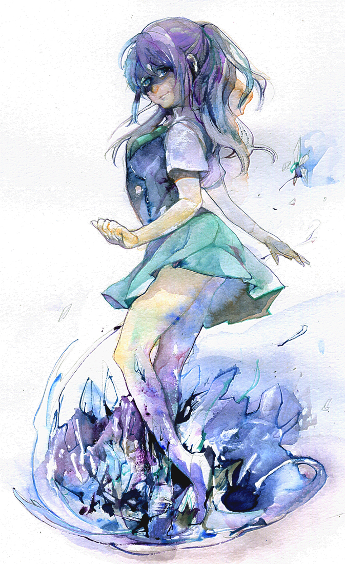 1girl bad_id bad_pixiv_id blue_eyes female_focus half_updo inazuma_eleven inazuma_eleven_(series) kudou_fuyuka long_hair purple_hair school_uniform solo traditional tsubasa_(artist)