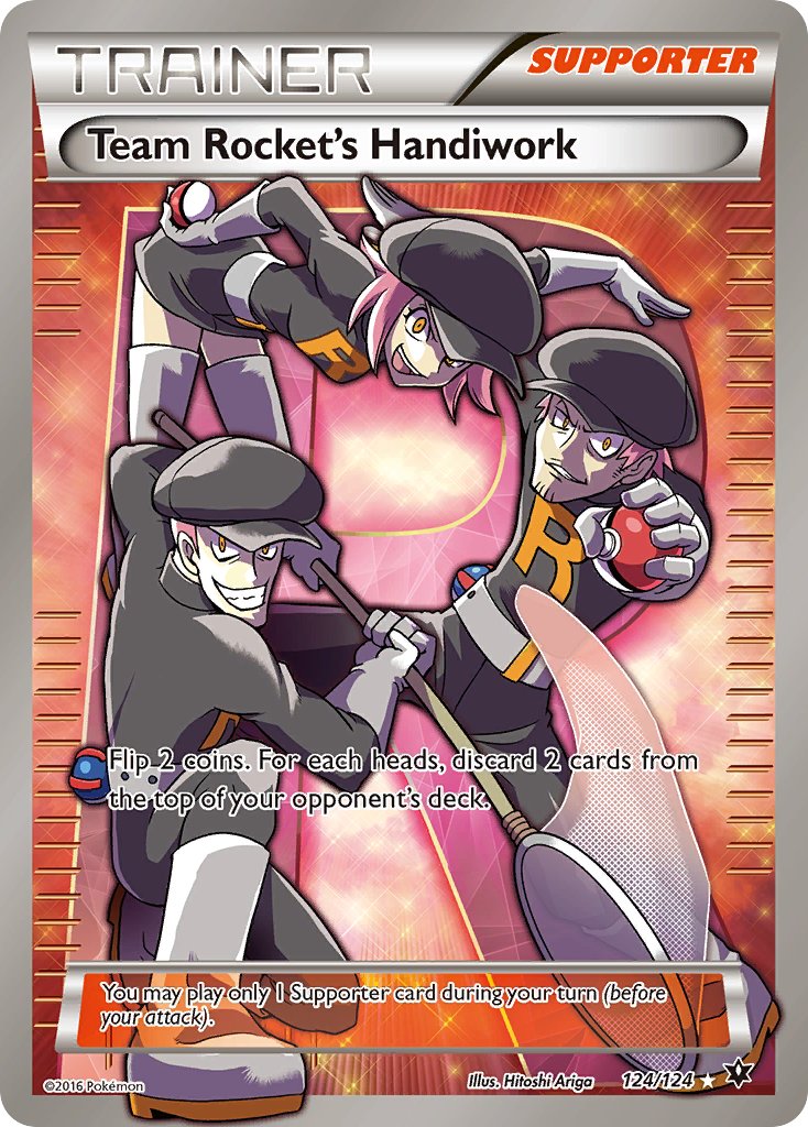 1girl 2boys ariga_hitoshi artist_name belt black_hat black_pants black_shirt black_skirt boots butterfly_net copyright_name copyright_notice english_text evil_grin evil_smile eyelashes facial_hair great_ball grey_belt grey_boots grin hand_net hat holding holding_butterfly_net holding_poke_ball multiple_boys nintendo official_art orange_eyes pants pink_hair poke_ball poke_ball_(basic) pokemon pokemon_card pokemon_tcg shirt short_hair skirt smile team_rocket team_rocket_grunt third-party_source trading_card