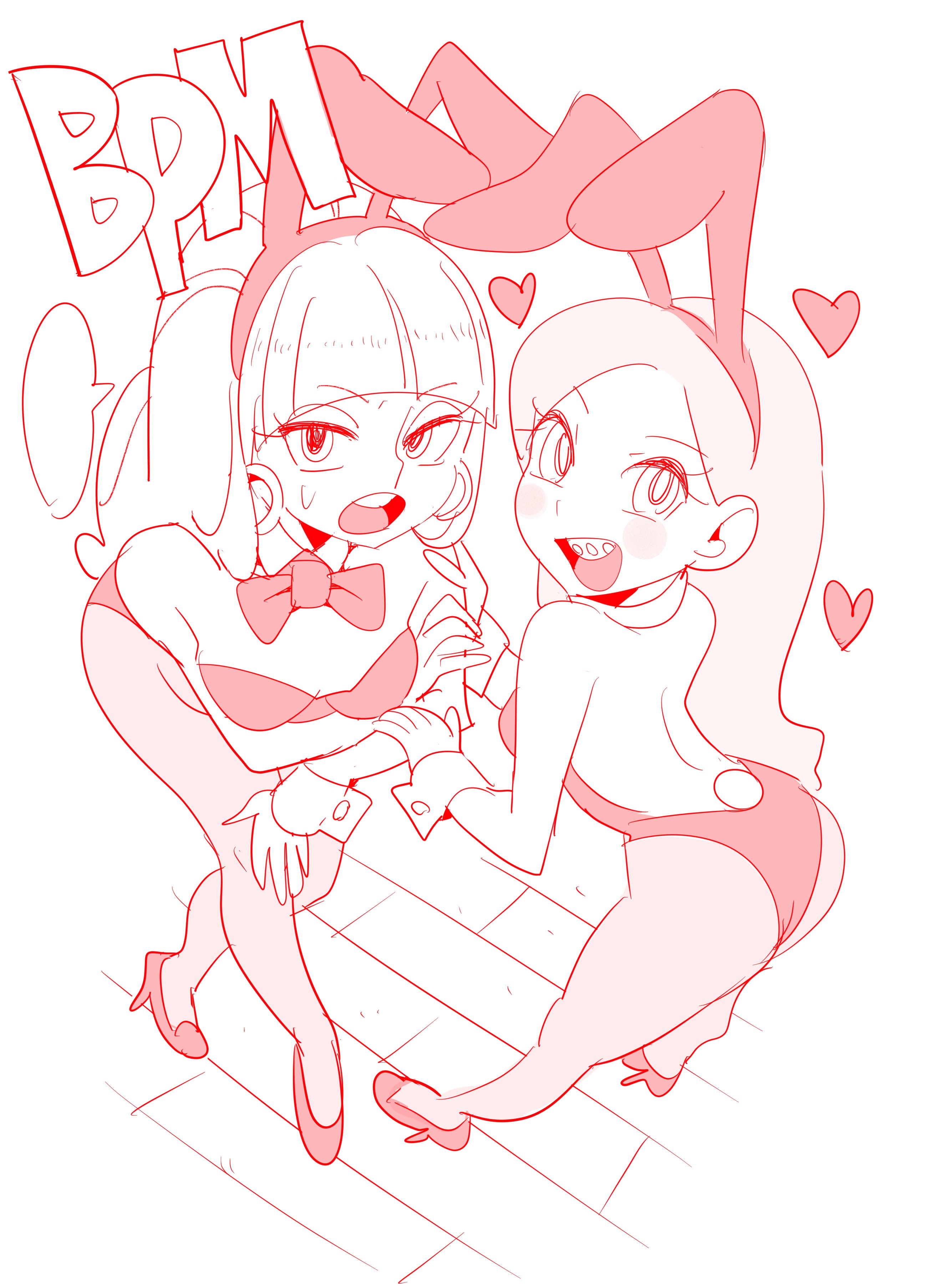 2girls 404error absurdres animal_ears ass bare_shoulders breasts gravity_falls high_heels highres leotard long_hair mabel_pines multiple_girls pacifica_northwest playboy_bunny