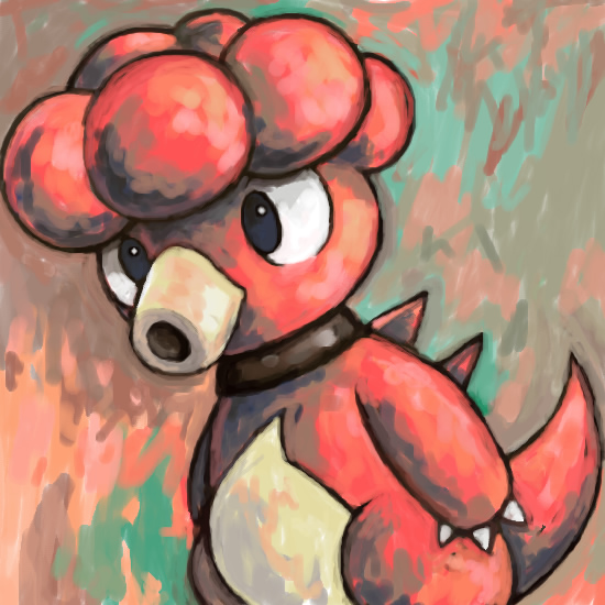 blue_eyes claws commentary english_commentary gen_2_pokemon magby multicolored_background nintendo no_humans pokemon pokemon_(creature) sailorclef solo spikes
