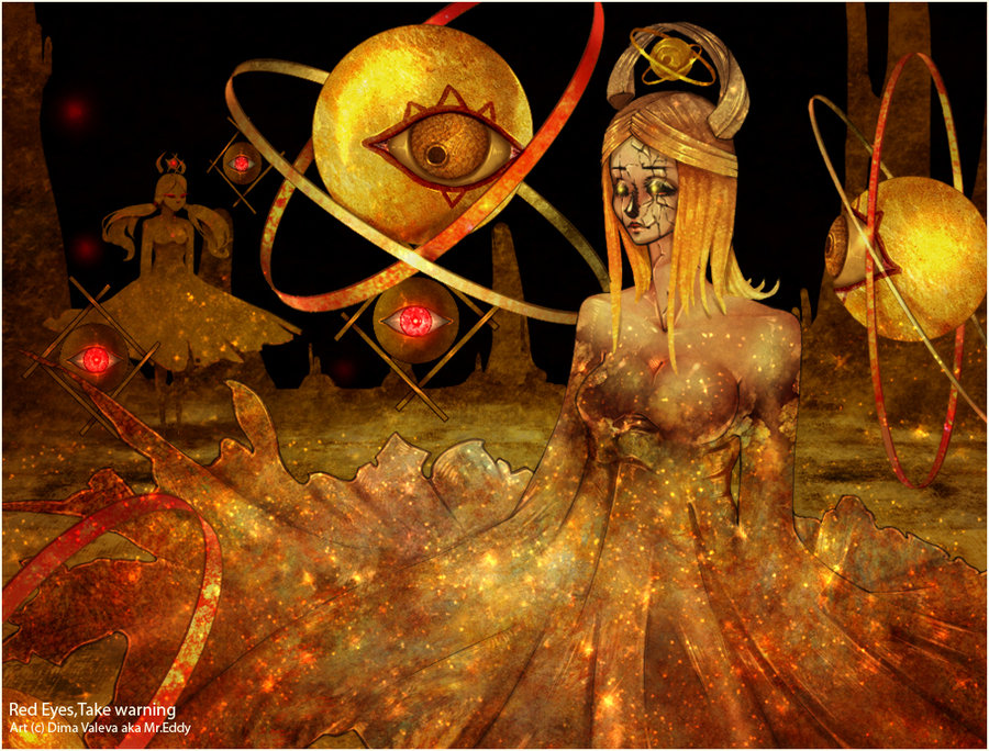 2girls bad_deviantart_id bad_id blonde_hair cracked_shell dizmathik hair_ornament highly_responsive_to_prayers multiple_girls red_eyes touhou touhou_(pc-98) yuugenmagan