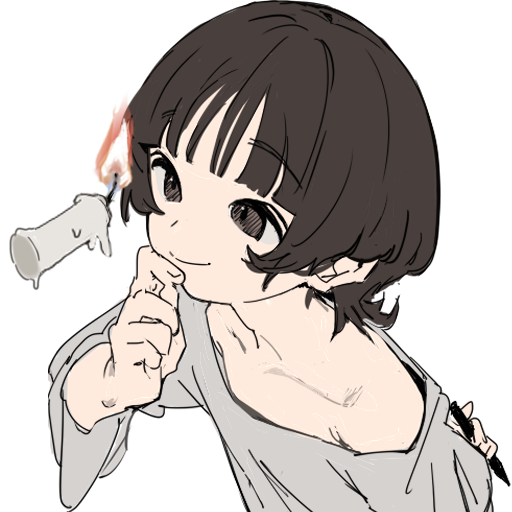 1girl black_eyes black_hair candle collarbone original pen solo white_background xiao_chichi