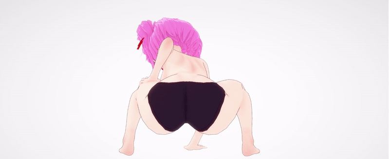 1girl 3d animated animated_gif ass ass_shake doki_doki_literature_club koikatsu_(medium) legs natsuki_(doki_doki_literature_club) pink_hair real_maincharacter squatting toes twerking underwear