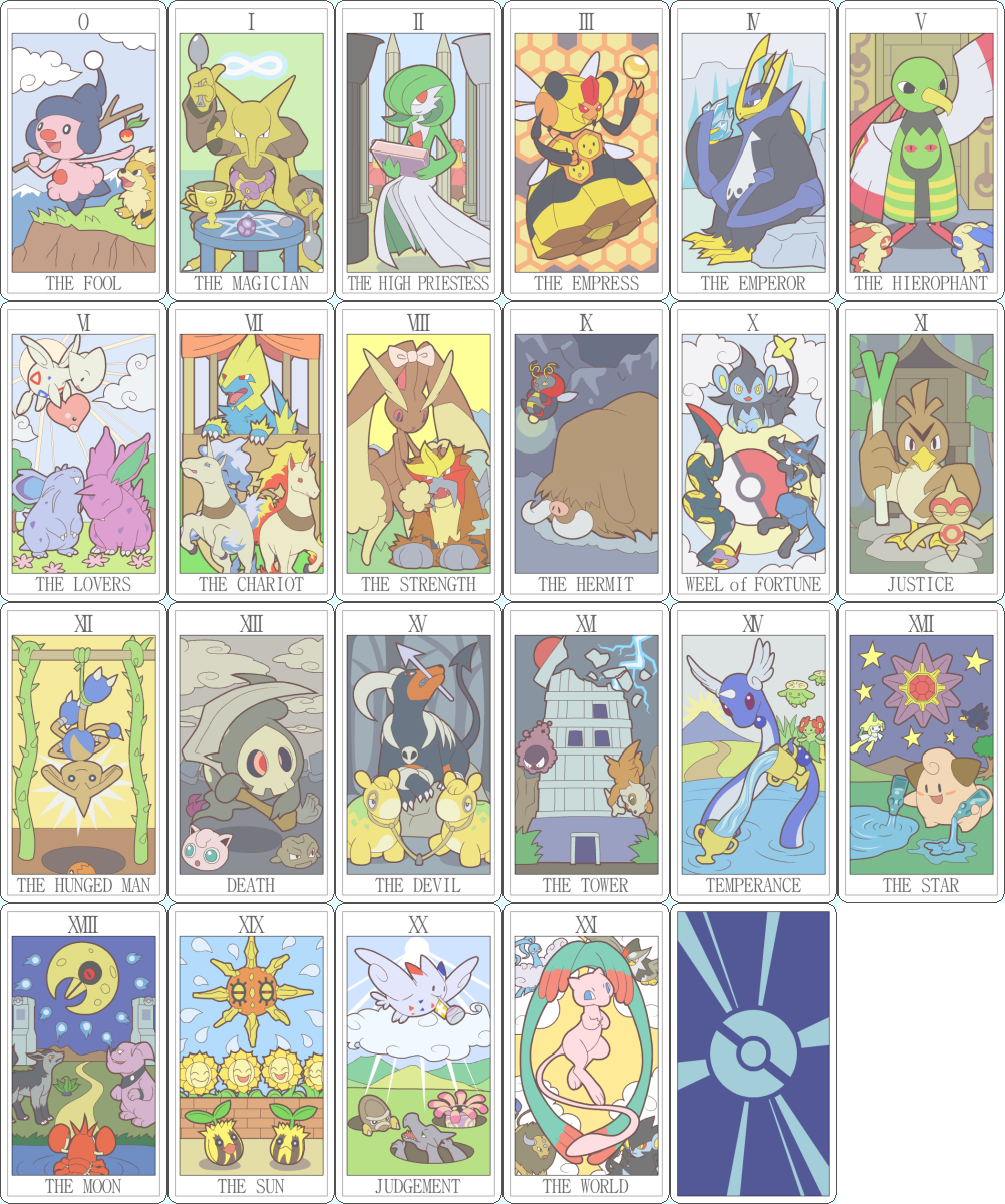 aerodactyl alakazam altaria alternate_color annotation_request apple baltoy bellossom berry berry_(pokemon) blue_fire bone bottle bow card card_(medium) chalice chariot clefairy cloud combee corphish cubone cup daphnia dragonair duskull egg ekans empoleon english_text engrish_text entei farfetch&#039;d fire flower flute food fruit gardevoir gastly gen_1_pokemon gen_2_pokemon gen_3_pokemon gen_4_pokemon geodude ghost granbull growlithe hair_bow haunter highres hitmontop hole honey honeycomb honeycomb_(pattern) honeycomb_background honeycomb_pattern horns houndoom ice infinity_symbol instrument jigglypuff jirachi leaf legendary_pokemon light_rays lileep lopunny lucario lunatone luvdisc luxio luxray manectric mew_(pokemon) mightyena mijinko_(barabadge) mime_jr. minun mountain murkrow mythical_pokemon nidoran nidoran_(female) nidoran_(male) night nintendo numel nuzzle oddish open_mouth pillar piloswine plant plusle poke_ball pokemon pokemon_(creature) pomeg_berry ponyta rain ramune ranguage rock scythe seviper shieldon shiny_pokemon shrine sitting skiploom skull smile solrock spoon spring_onion star_(symbol) staraptor starmie stick sunbeam sunflora sunkern sunlight table tail tangrowth tarot tarot_(medium) tarot_set tauros togekiss togetic tower trapinch tree trophy unown unown_! unown_? vegetable vespiquen vines volbeat water wings xatu