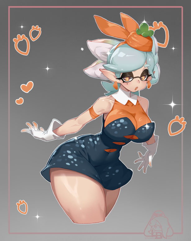 1girl alternate_color breasts large_breasts little_blood marie_(splatoon) solo splatoon_(series) splatoon_1