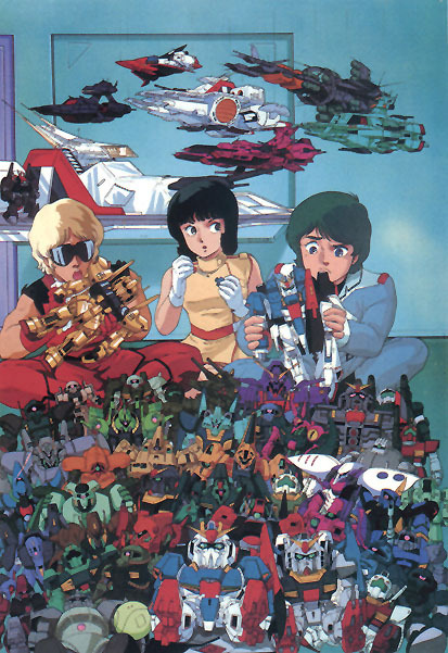 1980s_(style) 1girl 2boys aeug argama artist_request asshimar barzam baund_doc black_hair blonde_hair blue_hair bolinoak_sammahn character_request chibi dijeh fa_yuiry gaplant gaza-c gelgoog gloves gm_(mobile_suit) gm_ii guncannon gundam gundam_mk_ii gunpla hambrabi haro hizack hizack_custom hyaku_shiki kamille_bidan long_hair looking_to_the_side machinery marasai mecha messala methuss military_uniform mobile_suit mobile_suit_gundam model_kit mullet multiple_boys neo_zeon nero_(mobile_suit) official_art oldschool otaku otaku_room palace_athene parody promotional_art psyco_gundam psyco_gundam_mk_ii quattro_bajeena qubeley retro_artstyle rick_dias robot scan science_fiction sitting sleeveless spacecraft sunglasses the_o_(mobile_suit) titans_(gundam) toy traditional_media vest wave_rider zaku_ii zeon zeta_gundam zeta_gundam_(mobile_suit)