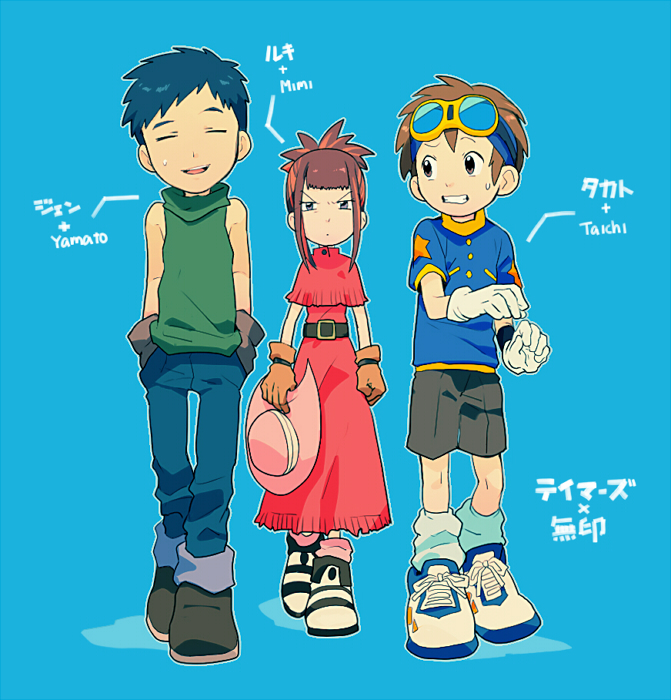 1girl 2boys cosplay digimon ishida_yamato ishida_yamato_(cosplay) lee_jianliang makino_ruki matsuda_takato multiple_boys tachikawa_mimi tachikawa_mimi_(cosplay) yagami_taichi yagami_taichi_(cosplay)