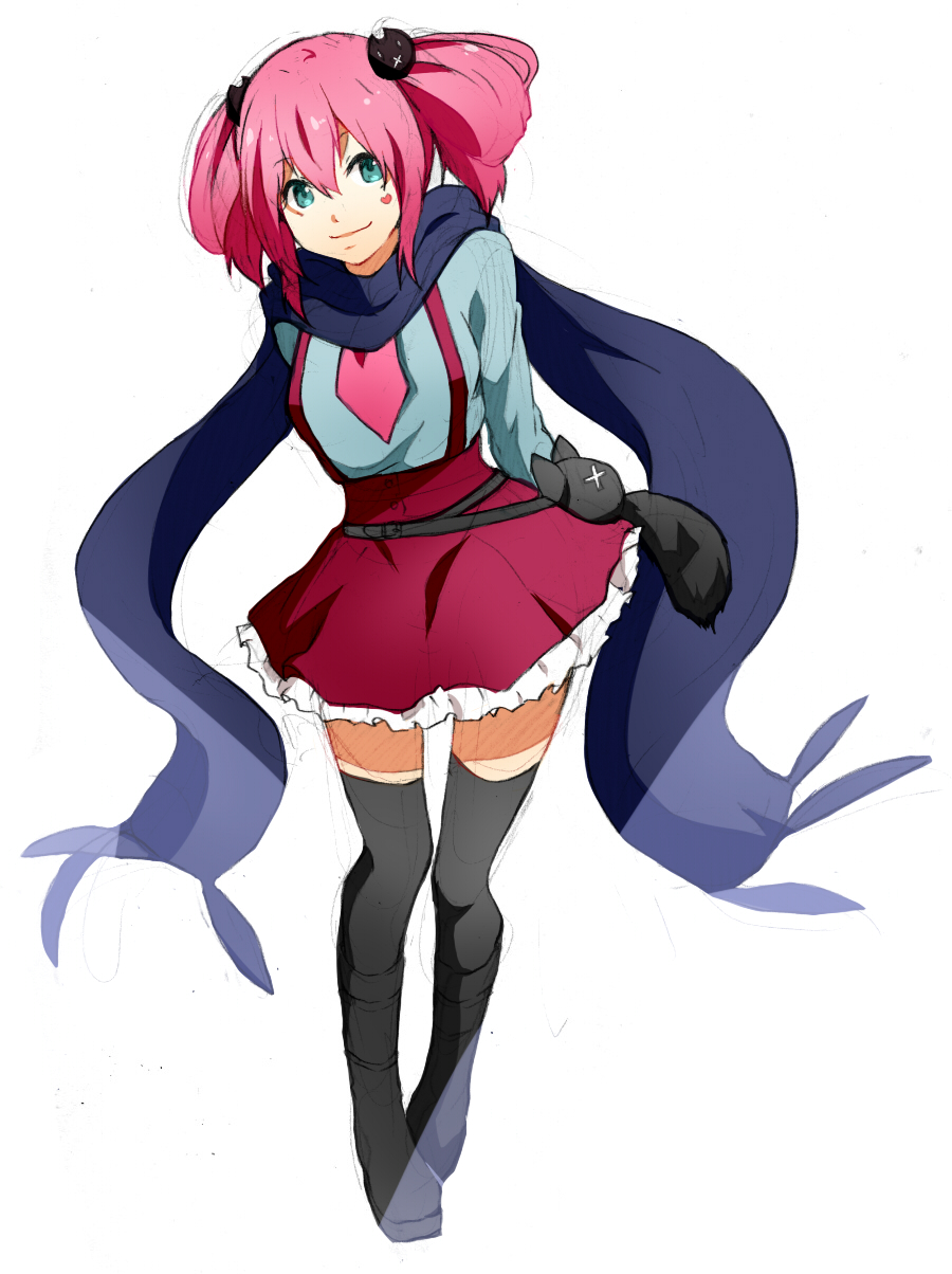 10s 1girl chuunibyou_demo_koi_ga_shitai! green_eyes hair_rings highres pink_hair sari_(zntkfl11) shichimiya_satone thighhighs twintails