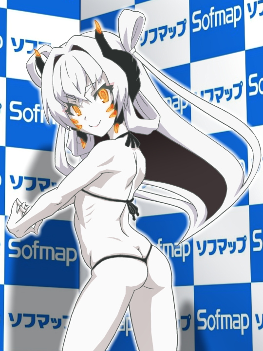 10s 1girl ass bandabekken black_panties blush breasts butt_crack colored_skin female_focus looking_at_viewer panties small_breasts smile solo tagitsuhime thong toji_no_miko underwear white_hair white_skin yellow_eyes