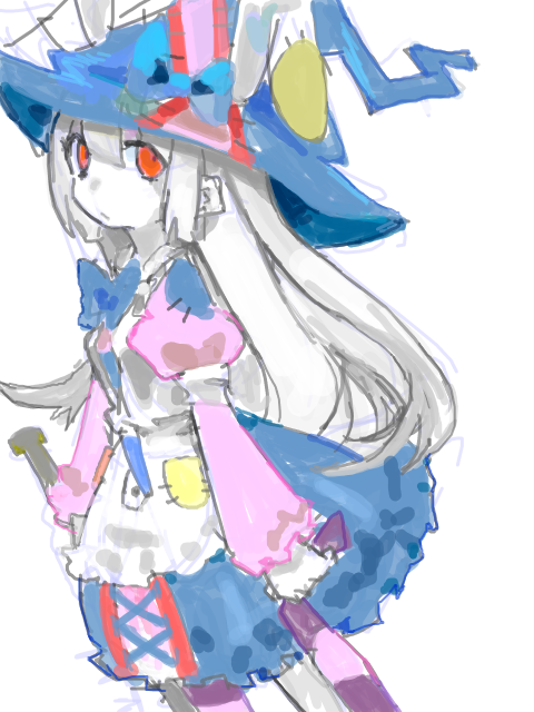 1girl albino animal_ears baseball_bat bcdf22 hat hat_ornament holding holding_weapon irisu_kyouko irisu_shoukougun! long_hair rabbit_ears red_eyes simple_background skirt stuffed_toy weapon white_background witch_hat