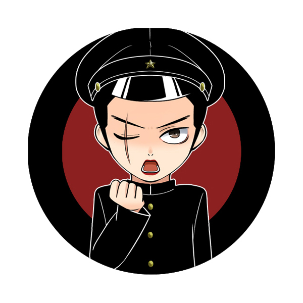 1boy black_hair brown_eyes gakuran gakuseibou hat lips litchi_hikari_club looking_at_viewer male_focus maplec62 niko_(litchi_hikari_club) one_eye_closed open_mouth scar scar_across_eye scar_on_face school_uniform solo