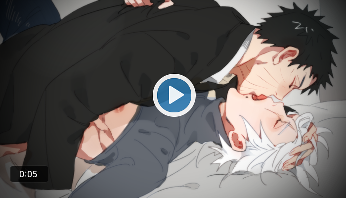 2boys black_hair blush closed_eyes couple fake_video french_kiss grey_hair hatake_kakashi kiss male_focus mole mole_under_mouth multiple_boys naruto_(series) naruto_shippuuden scar scar_across_eye scar_on_face short_hair spiked_hair uchiha_obito vosovic yaoi