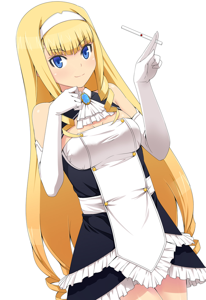 1girl blonde_hair blue_eyes board_game dream_c_club dream_c_club_(series) dream_c_club_zero elbow_gloves female_focus gloves hairband haruka_(dream_c_club) holding_tenbou long_hair mahjong shougi_(116) solo tenbou white_gloves
