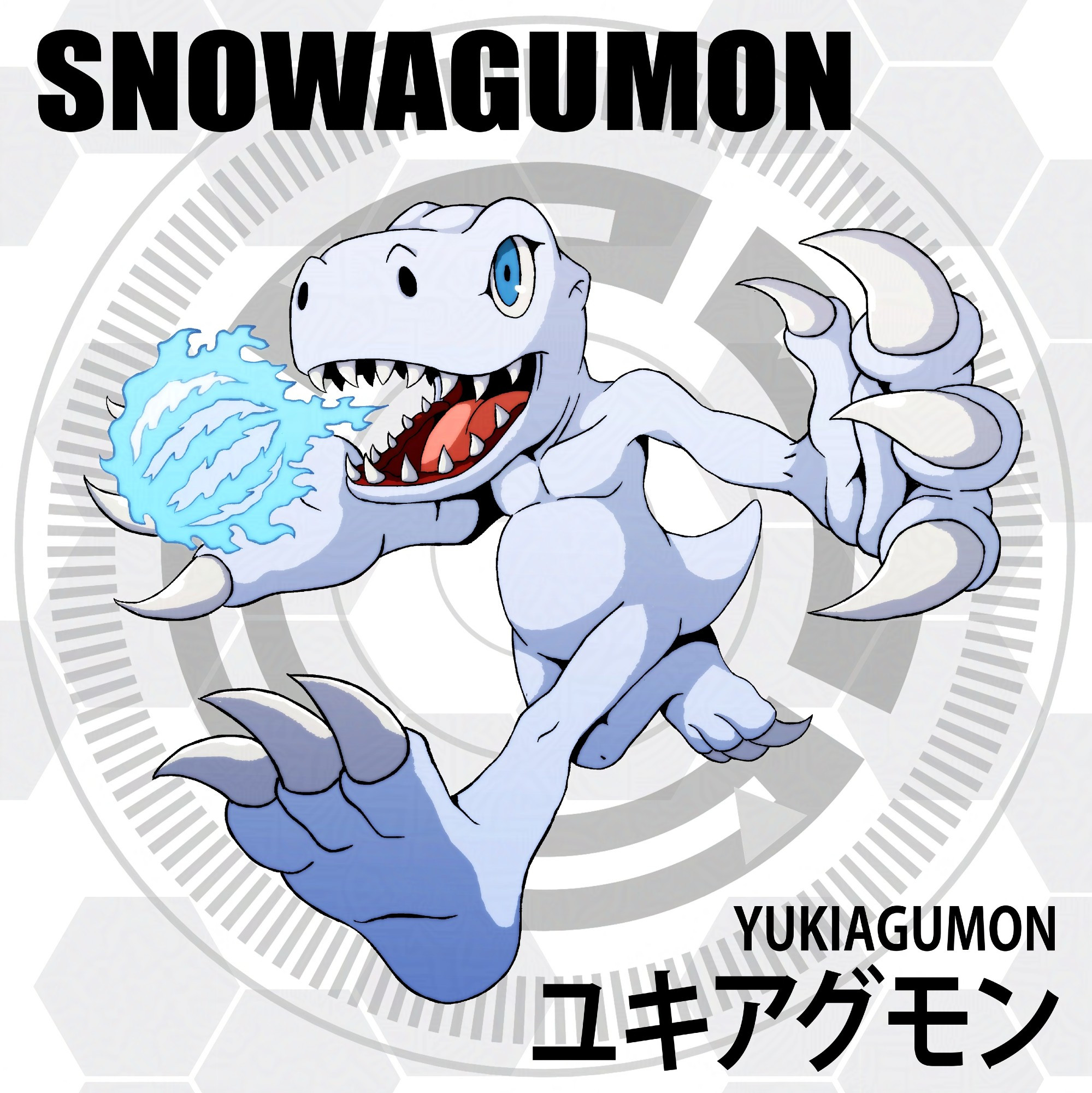 blue_fire circle claws d_sandy digimon digimon_(creature) fire highres sharp_teeth solo tail teeth yukiagumon